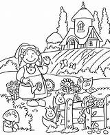 Garden Coloring Pages Flower Kids Print Para Colorir Jardim House Imagens Tuin Templates sketch template