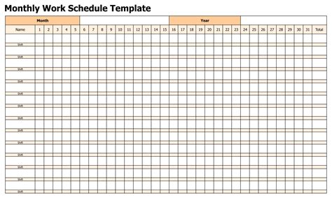 printable work schedule     printablee