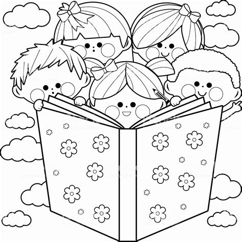 child reading coloring page  getdrawings