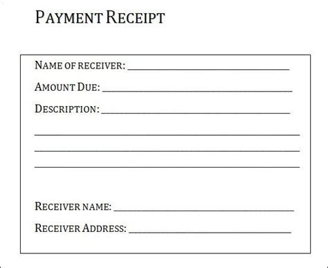 payment receipt    documents   word sample templates