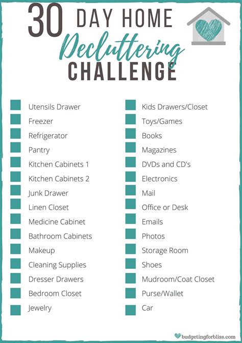 30 Day Home Decluttering Challenge Budgeting For Bliss