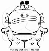 Monster Fish Cartoon Outlined Man Clipart Nervous Cory Thoman Coloring Vector Surprised Depressed Clipartof sketch template