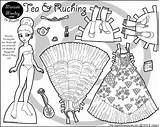 Paper Doll Princess Tea Dolls Printable Print Ruching Paperthinpersonas Coloring Monday Marisole Pages Color Clothes Barbie American African Pdf Clothing sketch template