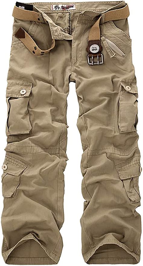 pantalons cargo hommes  coton sport multi poches epais outdoor lache sans ceinture amazon
