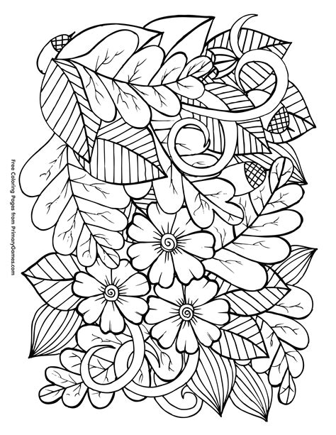 leaves  acorns coloring page  printable  fall coloring