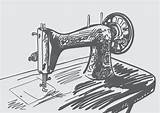 Cucire Macchina Naaimachine Annata Uitstekende Sillhouette Disegnata Scissors Getrokken sketch template