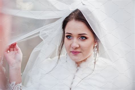 Blue Eyes Of Cute Bride Under Veil A People Images ~ Creative Market