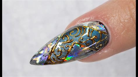 nail art holographic foil design youtube