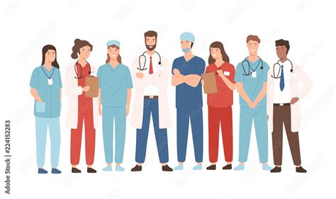 group  hospital medical staff standing  male  female