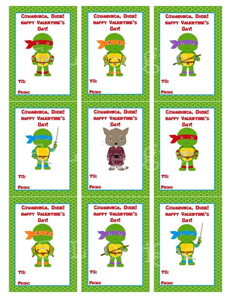 teentage mutant ninja turtles valentines day cards etsy