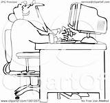 Computer Office Distracted Outline Coloring Looking Illustration Woman Over Her Clip Royalty Djart Vector Regarding Notes sketch template