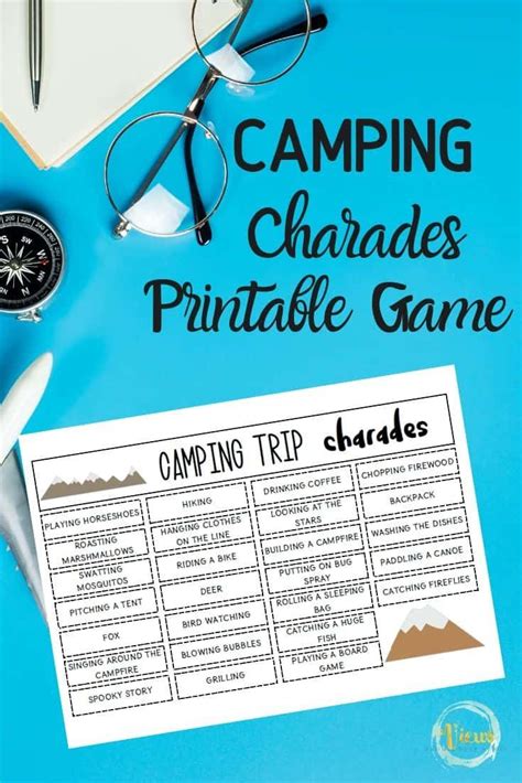 camping charades printable game   camping games kids camping