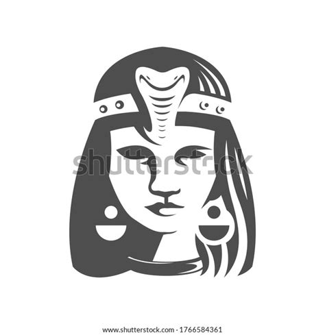 Cleopatra Logo Black White Vector Illustration Stock