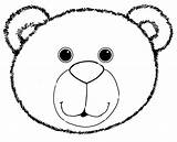 Bear Outline Teddy Polar Face Coloring Template Pages Bears Clipart Mask sketch template