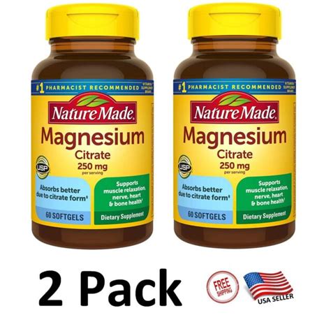 Nature Made Magnesium Citrate Softgels 250mg 60 Count For Sale Online
