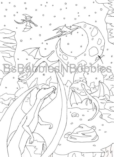 night dragons coloring page  bsbabblesnbobbles  etsy dragon