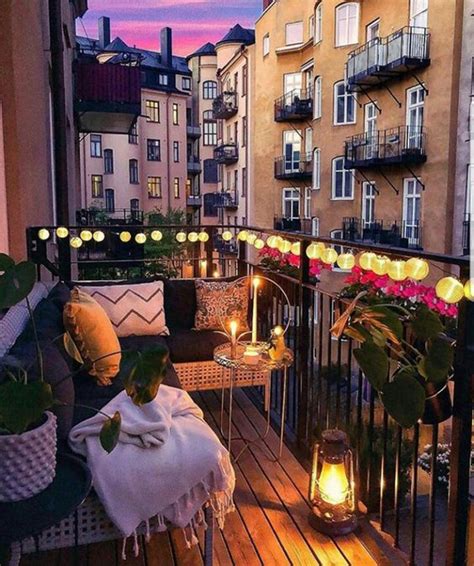 romantic balcony light  night