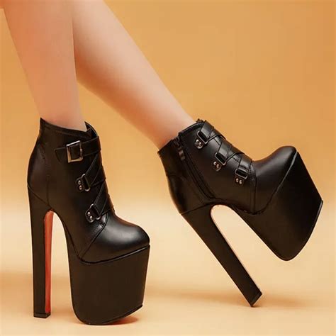 autumn and winter fashion thick heel boots ultra high heels platform