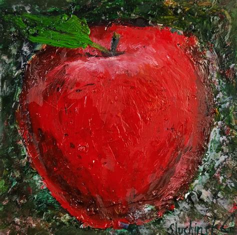 apple painting original art fruit painting vibrant artwork etsy