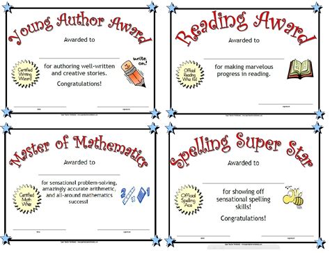 printable award certificates  elementary students  printable