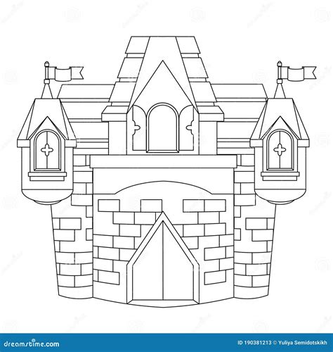 fairy tale castle coloring book page stock vector illustration
