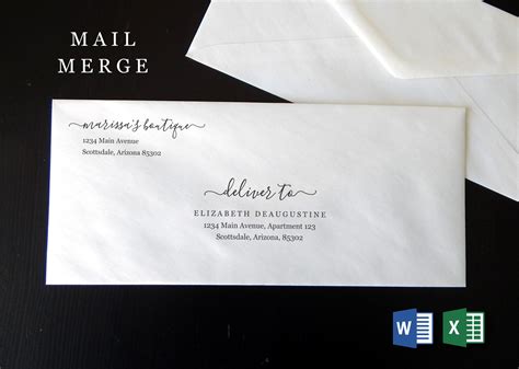 business envelope template microsoft word mail merge etsy
