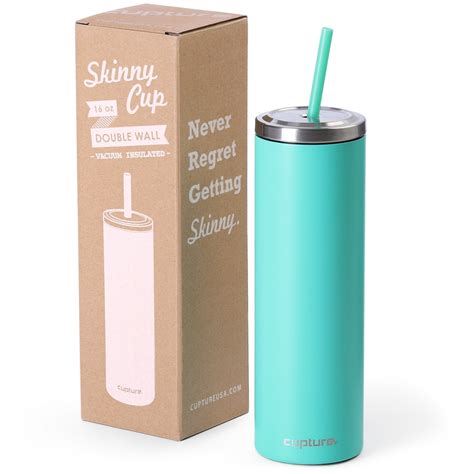 Cupture Stainless Steel Skinny Insulated Tumbler Cup With Lid And