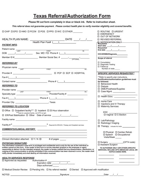 Texas Referral Authorization Form Fill Out And Sign Online Dochub