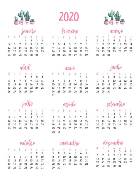 planner cactos verde rosa digital calendario