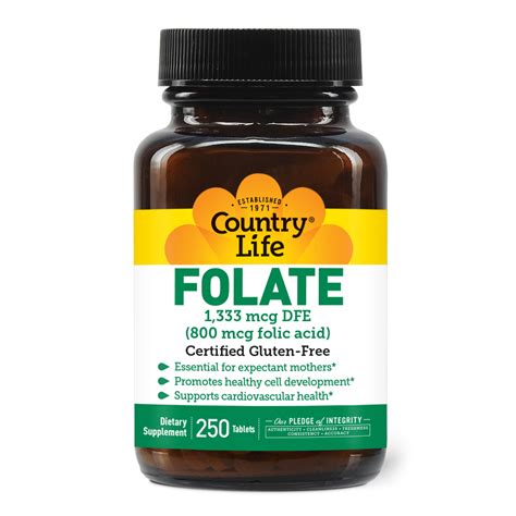 folate  mcg folic acid country life vitamins