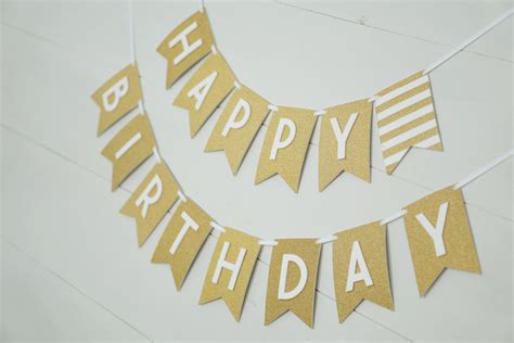 gold downloadable  printable happy birthday banner gold