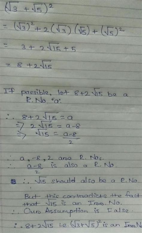 show      irrational number edurev class  question