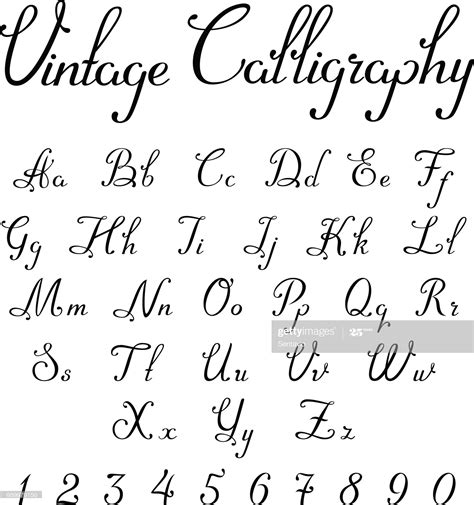 stock illustration vintage kalligraphische schrift schriftart linear