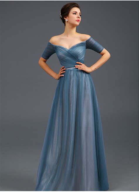 light blue   shoulder evening dressa  formal dresswomen evening party gownsweet