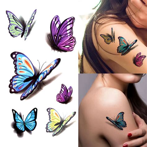 3d butterfly tattoo sticker temporary body art waterproof henna tatoo