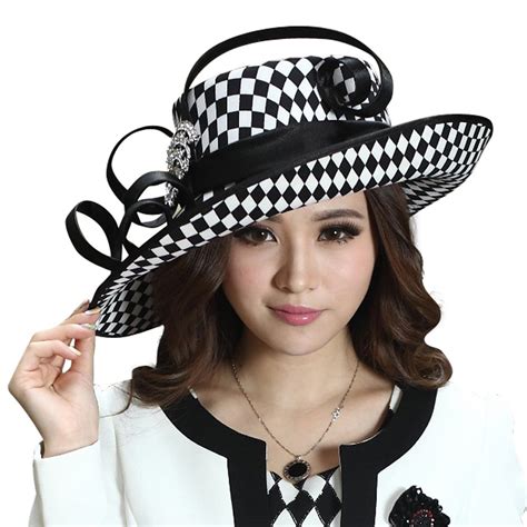 buy junes young women church hats ladies derby hats wide brim bucket hats formal dress satin