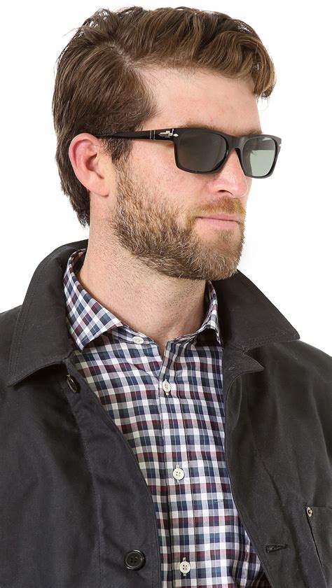 Persol Acetate Rectangular Sunglasses In Black For Men Lyst