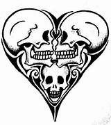 Skulls Hearts sketch template
