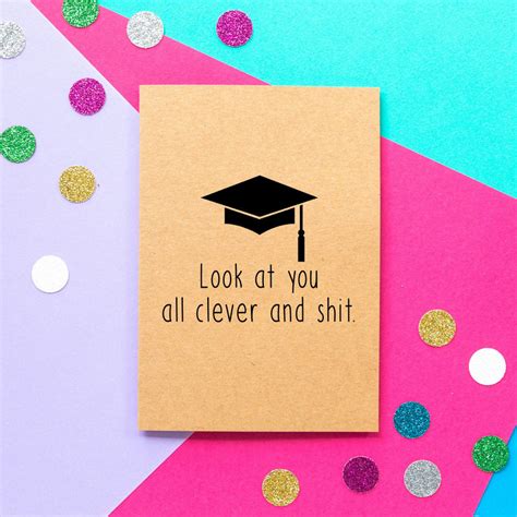 funny graduation card     clever  shit bettie confetti