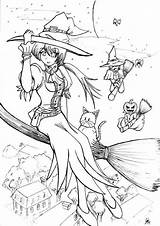 Coloring Pages Witch Halloween Cute Adult Color Colouring Pretty Deviantart Choose Board sketch template