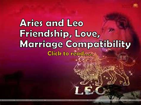 Aries And Leo Compatibility For Friendship Love Marriage