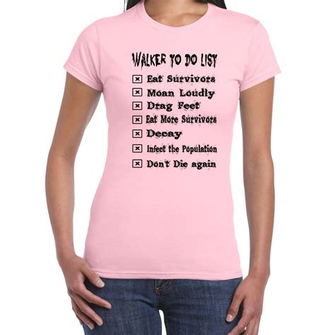 Walker To Do List Walking Dead Tshirt Womens Funny Sayings Slogans T