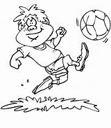 Coloring Soccer Ball Football Pages Boy Kick Kicking Clipart Foot Playing Goalkeeper Players Sheets sketch template