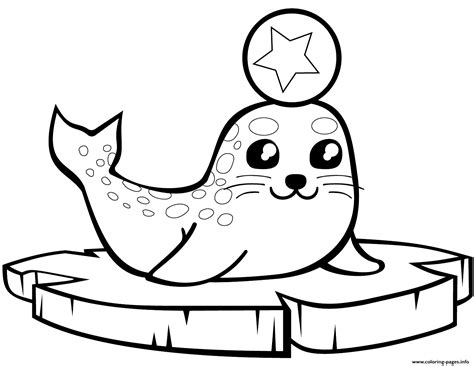 baby seal   ice floe coloring page printable