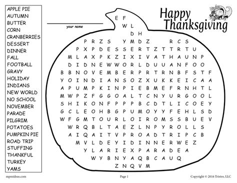 printable thanksgiving word search supplyme