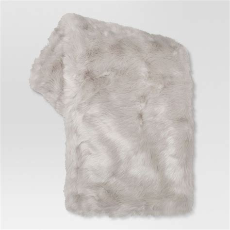 elegant light gray faux fur throw blanket warm  comfy home decor     throwb faux