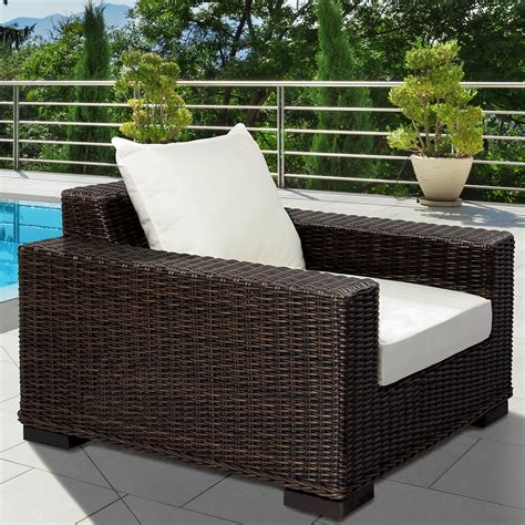outdoor patio wicker furniture premium oversized club armchair  white