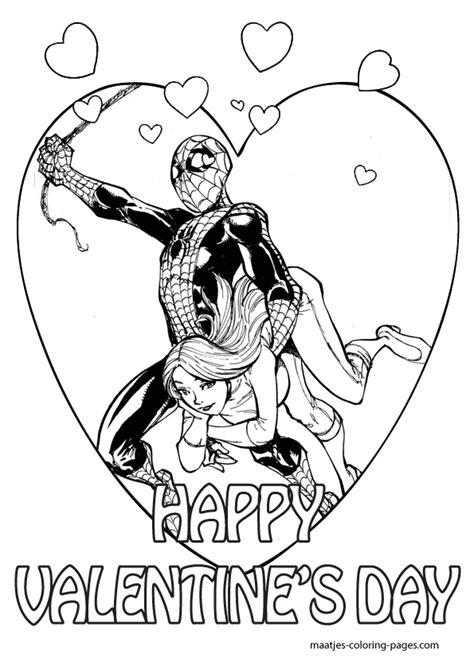 spiderman  mary jane valentines day coloring pages  kids