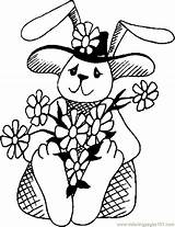 Bunny Flowers Coloring Holidays Pages Color Printable Entertainment sketch template