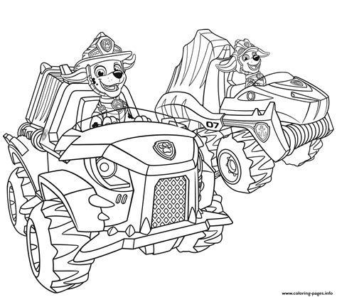 paw patrol cars page coloring page printable